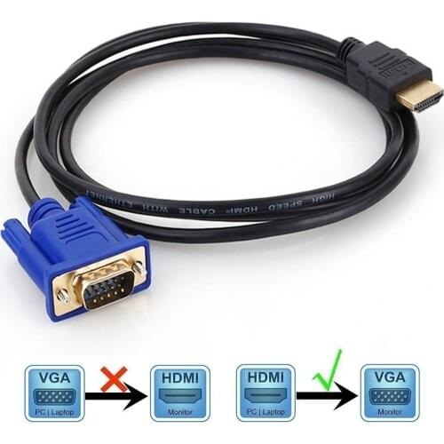 6ft 1080p HDMI Male to VGA Male Adapter Converter Cable 15 Pin For PC HDTV DVD
