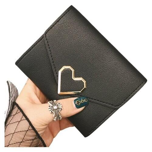 Short Lady Heart Purses Hasp Women Wallets Clutch Solid Lovely Purse Brand Woman Wallet Fold Cards ID Holder Moneybags Pocket