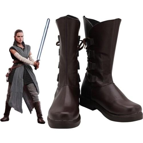 Star Cosplay Wa The Last Jedi Rey Cosplay Boots Leather Shoes Halloween Carnival Party Shoes Prop Custom Made Any Size