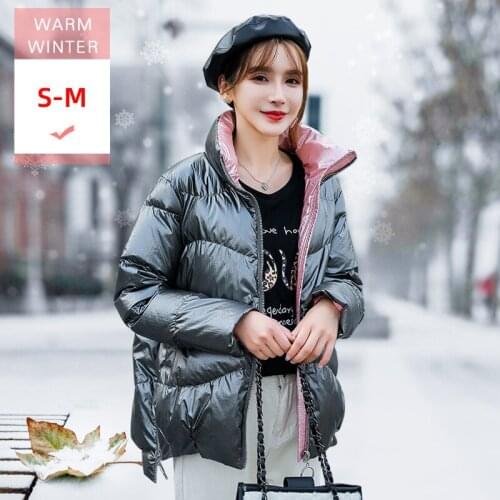 New Fashion Women White Duck Down Jacket Stand Collar Female Loose Casual Warm Zipper Coat Female Windproof Waterproof Big Size