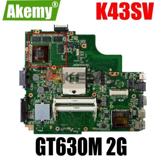 AKEMY K43SV Laptop Motherboard For ASUS K43SM K43SJ K43SC K43S Original Mainboard HM65 GT630M