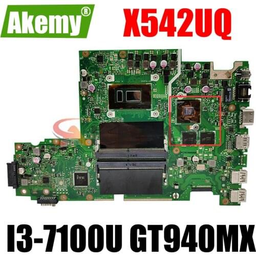 X542UF Motherboard For ASUS X542UR X542UQ X542UN A580U Laptop Motherboard notebook I3-7100U CPU GT940MX-2G original Test