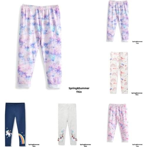 Keelorn Girls Soft Leggings Kids Baby Colorful Cartoon Printed Trousers Spring Summer Children Tie-dye Long Thin Leggings