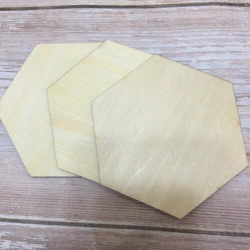 Set of 50pcs laser cut wooden blank hexagon shape cutout