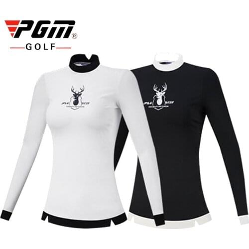 PGM Womens Long Sleeve Golf Training T-shirts Spring Autumn Golf Tops Ladies Slim Sports Team Uniform Golf Clothing D0827