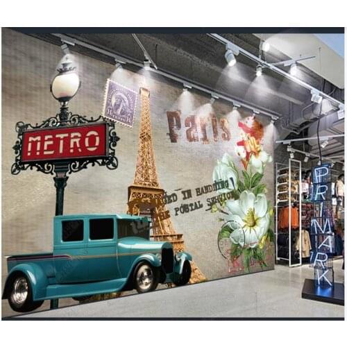 Custom photo wallpaper for walls 3 d mural European-style oil painting European-style flower car iron tower tooling background w