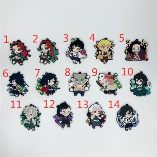 Anime Demon Slayer Kimetsu no Yaiba rubber keychain Key Ring Race Straps cosplay