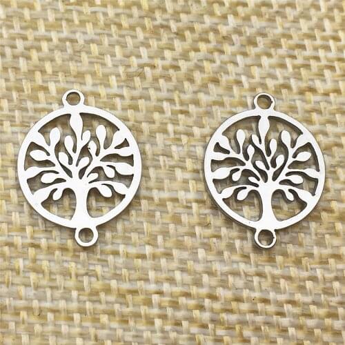 Christmas Tree type 2side Pattern Life Charms Water proof Steel 5pcs Jewelry finding Handmake Jewelry connector Make Findings