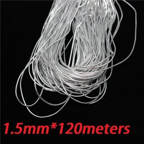 1.5mm silver elastic bungee string cord round twisted string rope 120 meters/roll DIY cords for jewelery finding