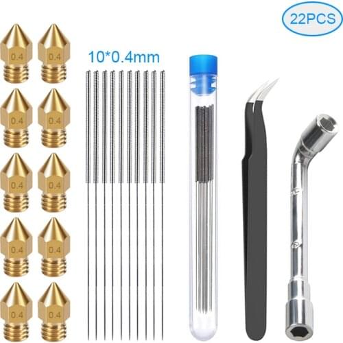 3D Printer MK8 Extruder Nozzle 0.3mm 0.4mm 0.5mm 0.6mm 0.8mm 1.0mm M6 Threaded 1.75mm Filament For CR10 CR-10S Ender 3 Ender 5