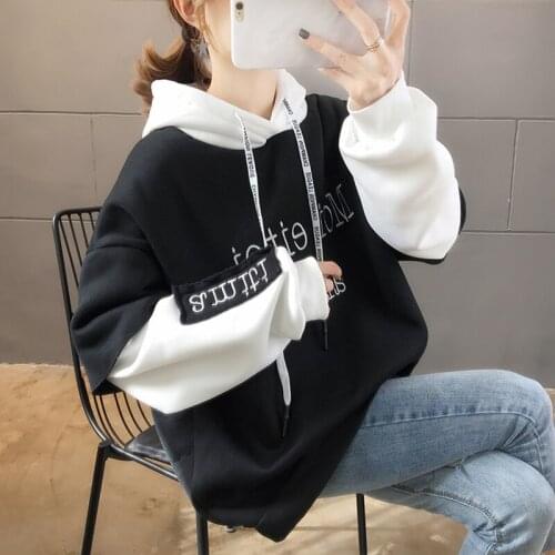 Womens original residence new autumn and winter thickened Plush loose hoodie coat sweatshirt harajuku shirt winter coat clothes