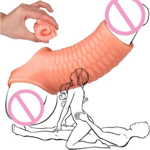 Extender Condom Sex Products Cock Ring Dick Glans Penis Sex Toys For Woman Couples Delay Ejaculation Anal Butt Plug Penis Ring