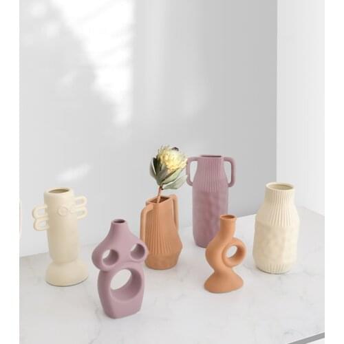 Morandi Vase Nordic Living Room Decoration Home Decor Ceramics Simple Flower Pot Terrarium Vases ваза Maison декор Jarrones