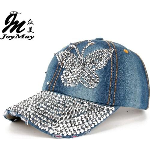 High quality JoyMay Hat Cap Fashion Leisure Cross Cap Rhinestones butterfly Jean Cotton CAPS Baseball Cap B216