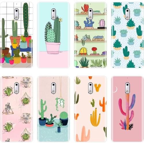 TPU Back Cover For Nokia 7 Plus X6 Cactus Green Plants Pink Kawaii Silicone Soft Phone Case For Nokia 8 6 5 3 2 1 Case