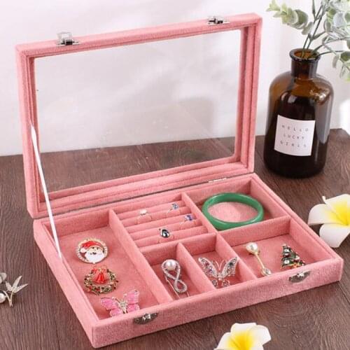 Dust-proof Window Jewelry Box Jewelry Display Earrings Ring Watch Necklace Pendant Storage Box Container Case Marry Gift