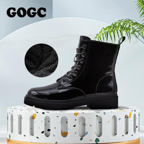 GOGC ladies fashion platform boots chunky heel wedges mid calf women boots casual brand thick bottom winter shoes woman G9015