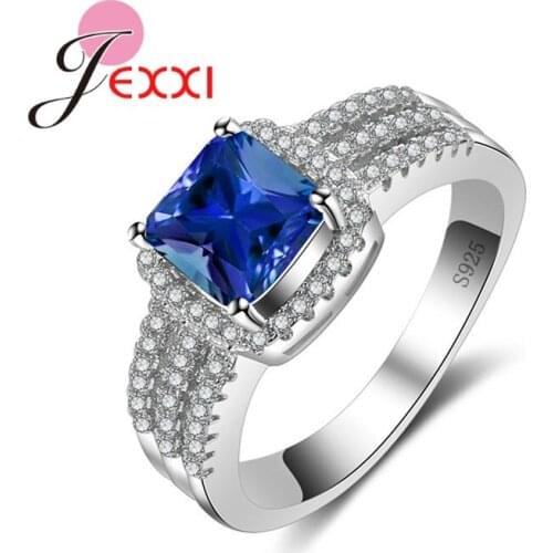 Classic Square Shape Real 925 Sterling Silver Ring 925 Sterling Silver Women Wedding Ring Best Promise Jewelry