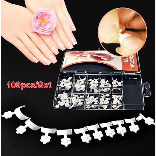 100x French False Acrylic Nail Art Tips White Decoration Manicure UV Gel