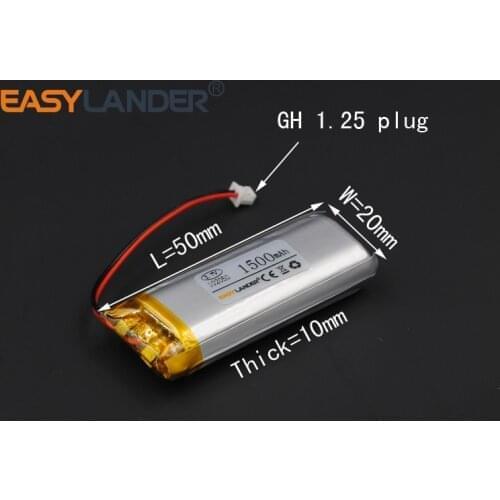 102050 3.7V 1500mAh Lithium li-Polymer Li-ion Battery For motorcyle bluetooth convert DIY Sex toy LED Light Recording Pen MP3