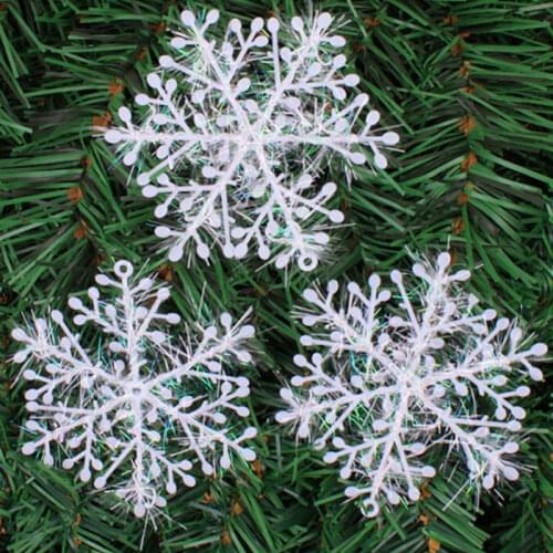 12pcs/lot 11CM Christmas Ornament White Snowflakes Plastic Christmas Sonwflake Tree Party Pendant Decoration