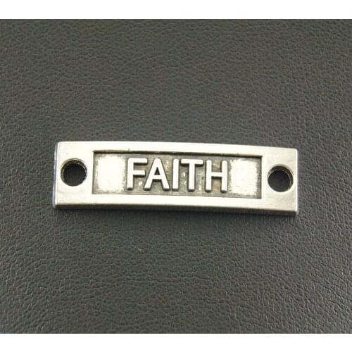 15pcs Silver Color Letter Faith Connector Inspiration Charms Metal Bracelet Necklace Jewelry Findings A483