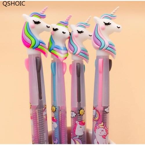 24PCS or 48 Pcs/lot Unicorn Cartoon 3 Colors Chunky Ballpoint Pen School Office Supply Gift Stationery Papelaria Escolar