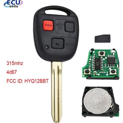 3+1 Button ASK 315MHz Remote Key 4D67 CHIP for Toyota 2003-2009 FCC ID: HYQ12BBT TOY43