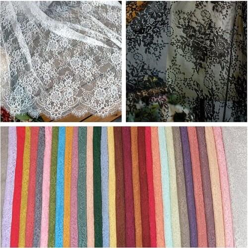 3M / Lot French Eyelash Lace Fabric Chantilly 150cm White Black Diy Exquisite Lace Embroidery Clothes Wedding Dress Accessories