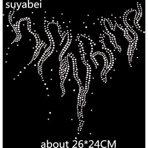 2pcs/lot fire flame shirt applique hot fix rhinestones iron on rhinestone motifs rhinestone iron on transfers designs