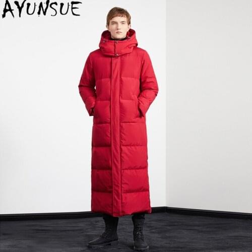 AYUNSUE 2020 New Winter Goose Down Jacket Men Hooded Parkas Plus Size Long Coat Men Thick Warm Puffer Jacket Doudoune KJ6074