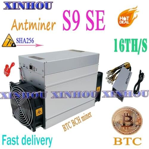 Used BITMAIN BTC BCH Miner AntMiner S9 SE 16T SHA256 ASIC miner Better Than antminer S9 S9k T9 M3 Ebit E9.3 E10.3 T2T T3 Z1PRO