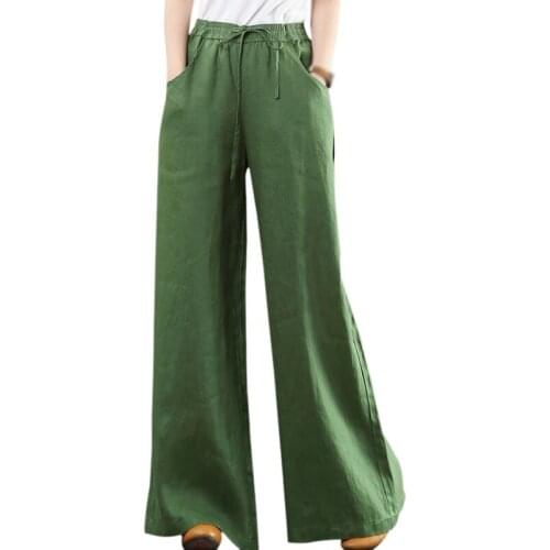 Korean Cotton Linen High Waist Wide Leg Pants Autumn New Style Comfortable Casual Loose Summer Linen Pants