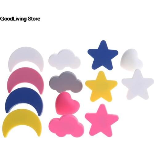 1PC Children Rubber Door Handles Cute Pink Heart Star Moon Cloud Kitchen Cabinet Knobs And Handles Furniture Handle Drawer Pulls
