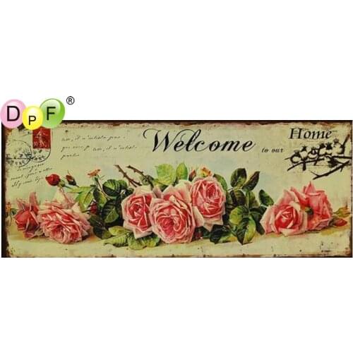 DPF DIY Pink flowers 5D square diamond embroidery wall painting crafts diamond painting cross stitch needlework diamond mosaic