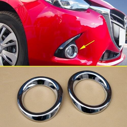 Chrome Fog Light Cover FOR Mazda 2 Demio DJ DL 2015 2016 DJ DL Lamp Accessory Styling Foglight