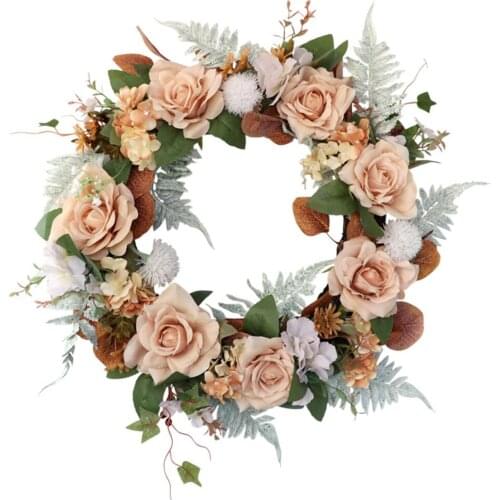 Artificial Green Leaf Wedding Flower Wreath Home Decorations Plastic Diameter 50cm European Style Rose Garland