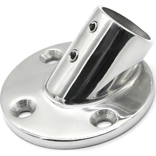 Marine Stainless Steel Boat Hand Rail Fittings 30 Degree 1" Pipe Round Base