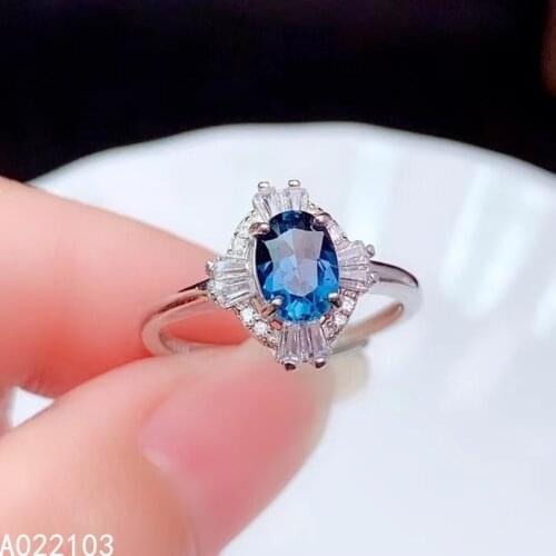 KJJEAXCMY fine jewelry 925 sterling silver inlaid natural London Blue Topaz Chinese style fashionable female flower gem ring sup