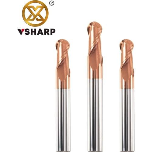 HRC55 Tungsten Carbide 2 Flutes Ball Nose End Mill 3-20mm CNC Tool for 3D Engraving Stainless Steel Iron Copper Milling Cutter