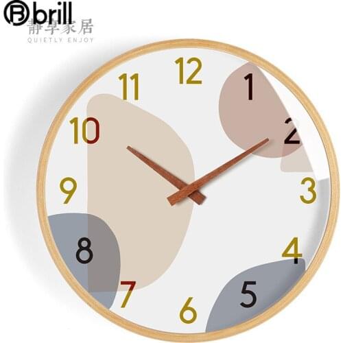 Nordic Creative Wall Clock Wood Modern Kitchen Wall Clocks Home Decor Glass Watch Silent Bedroom Office Decoration Horloge Mural
