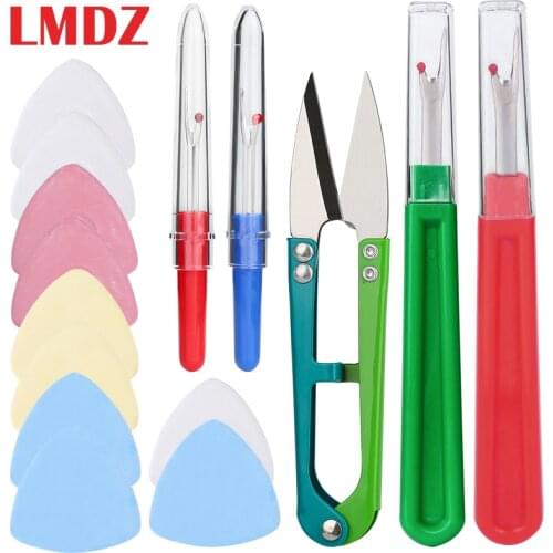 LMDZ 15PCS Plastic Seam Ripper Kit Colorful Erasable Fabric Tailors Chalk Sewing Stitch Thread Unpicker Scissor for Sewing