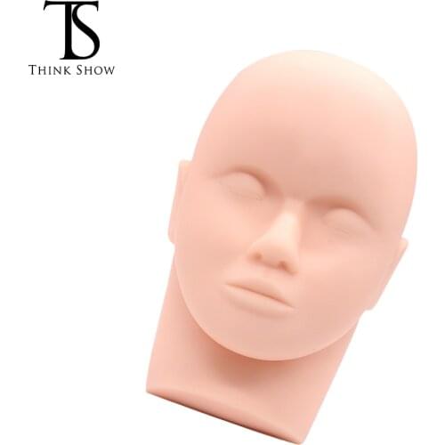 Pro Silicone Training Mannequin Flat Head Closed Eyes for Practice Makeup for Eyelash Extensions Makeup Face Painting