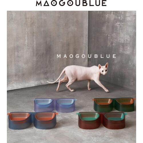 Cat bowl food bowl antibacterial large capacity anti-overturning cool color creative original design double feeding bowl