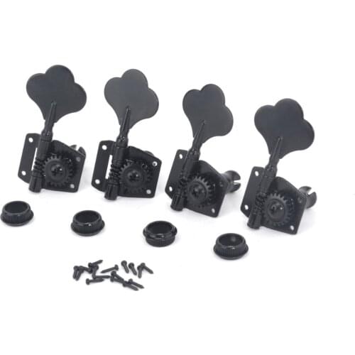 Musiclily Pro 4 In Line Open Gear Electric Bass Tuners Machine Heads Tuning Keys Pegs for Precision Jazz Bass, Black