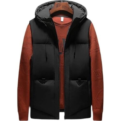 Mens Sleeveless Jacket,Mens New Winter Sleeveless Jacket Casual Hooded Vest + Zipper Door Pocket Decorated With Three Colors7X