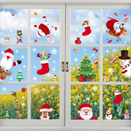 2022 New Year Christmas Decorations Combined Window Stickers Can Remove Exquisite Electrostatic DIY Glass Stickers