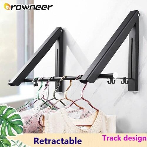 Wall-mounted Portable Folding Clothes Hanger Triangle Shape Multifunction Retractable Household Invisible Track Design Dry Rack