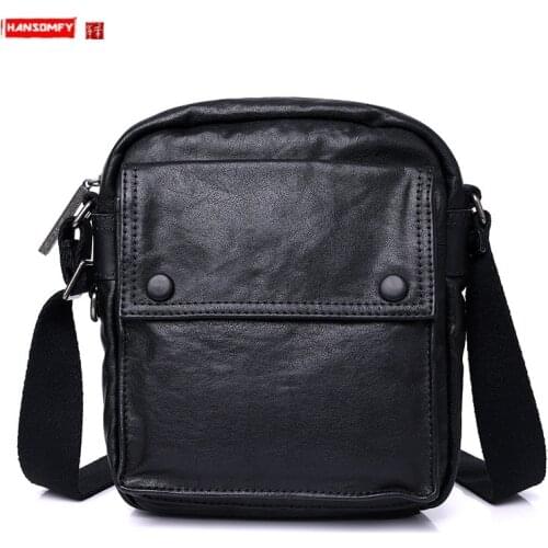 New Fashion Leather Men Shoulder Bag Outdoor Sports Head Layer Full Grain Mens Messenger Bag Korean Casual Bags