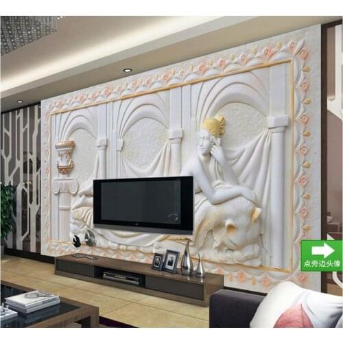 3d stereoscopic wallpaper living 3d wallpaper Relief European style People frescoes TV design wallpaper for walls